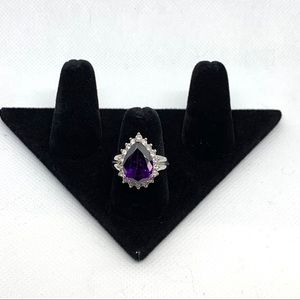 Purple pear gemstone rhinestone ring size 8